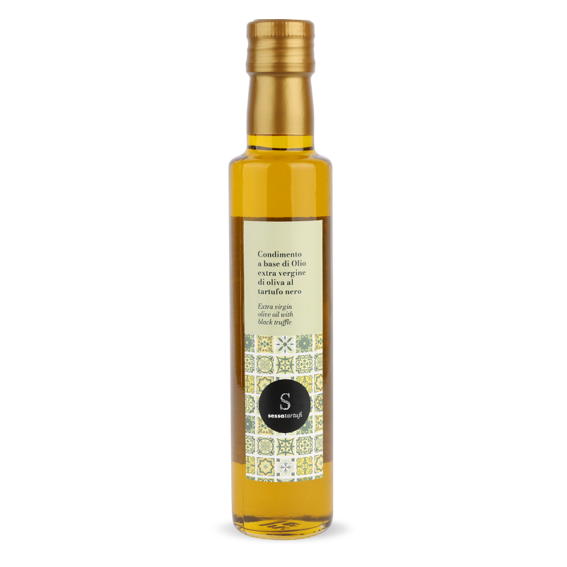 Extra virgin olive oil with black truffle